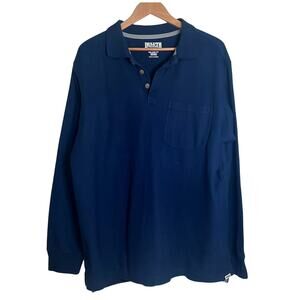 Duluth Trading Co. Men's L Cotton Relaxed Fit Long Sleeve Polo Work Shirt Blue